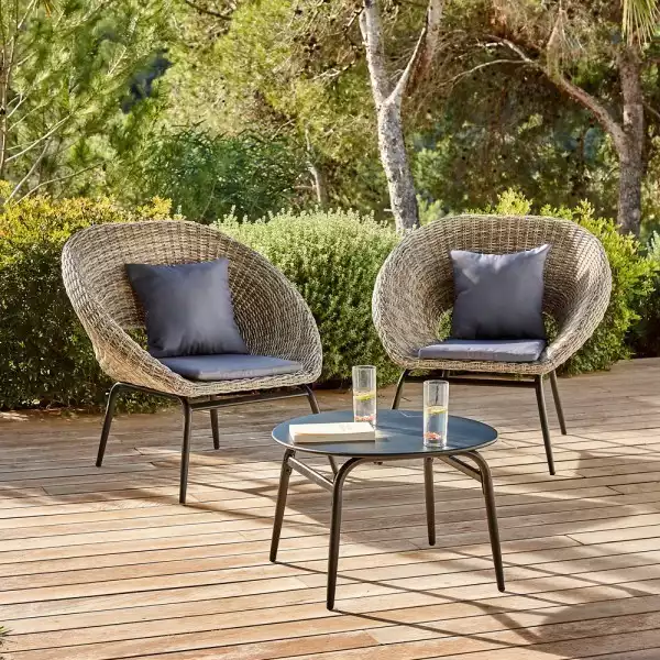 mobilier de jardin gifi résine tressée grise