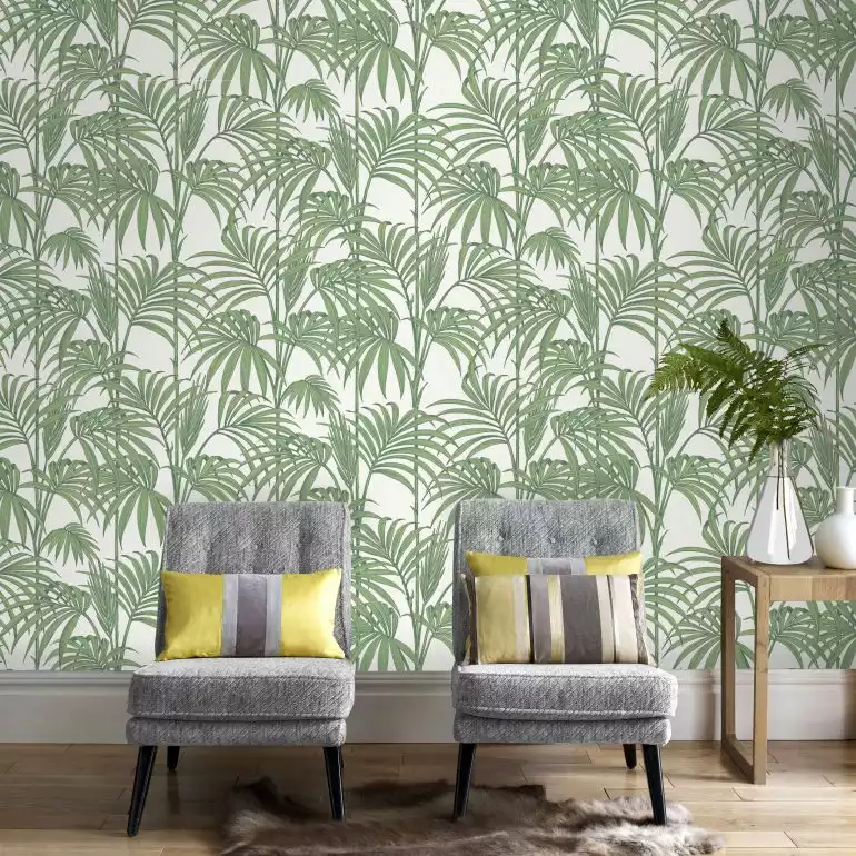 Papier-peint vert à motif jungle