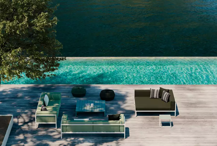 Tendances outdoor 2021 : salon de jardin piscine