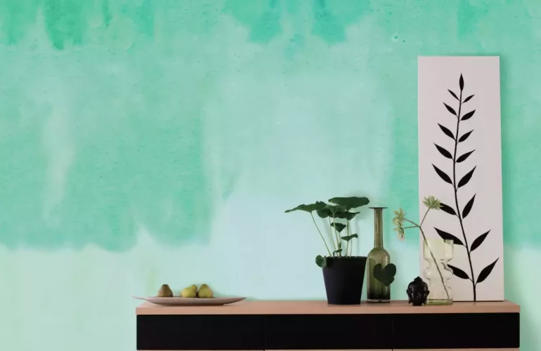 Papier-peint aquarelle vert menthe