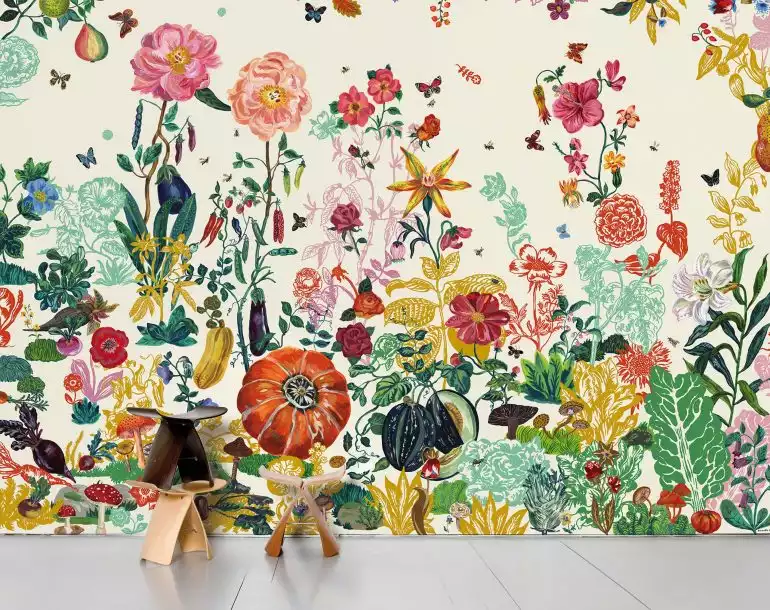 Papier-peint à motif floral