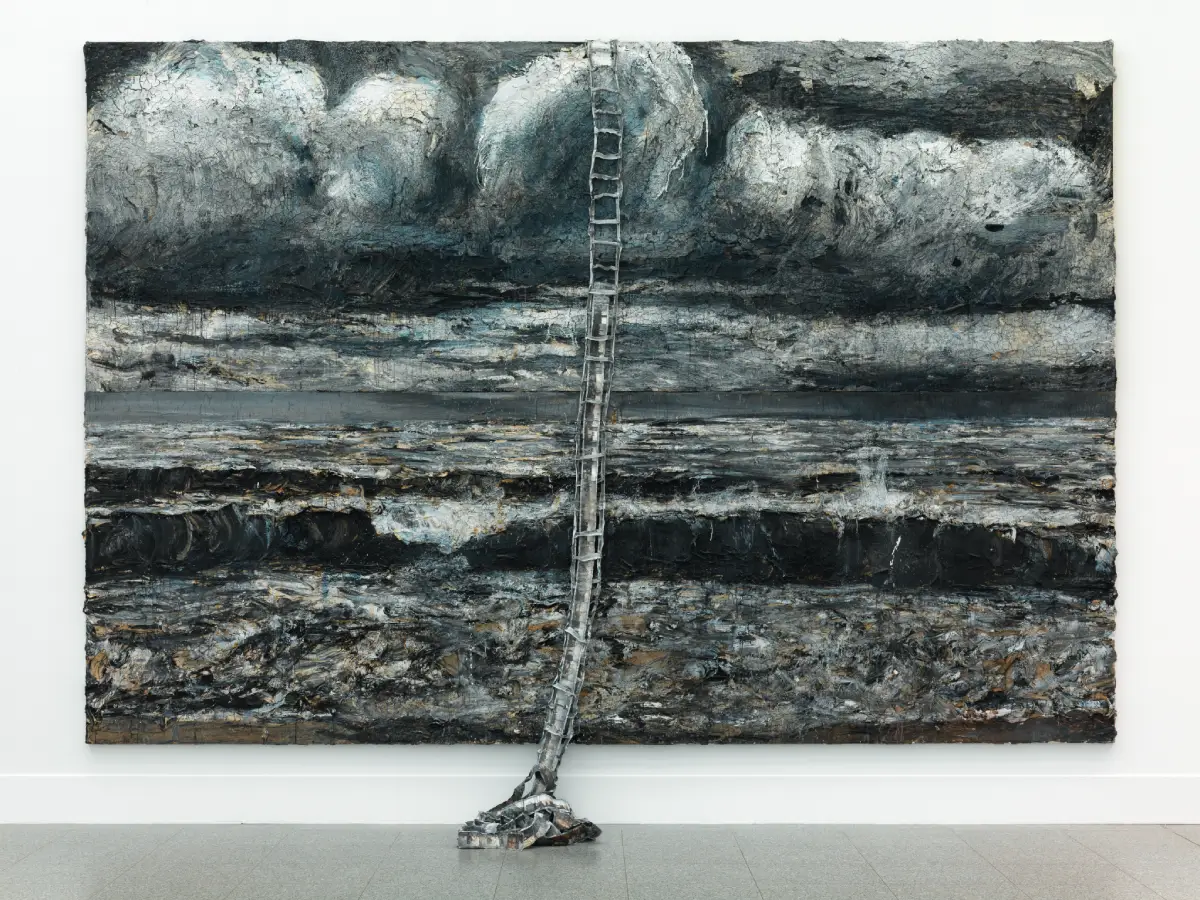 Am Anfang, une œuvre d'Anselm Kiefer exposée au LaM. Peinture, huile, émulsion, plomb et photographie sur toile