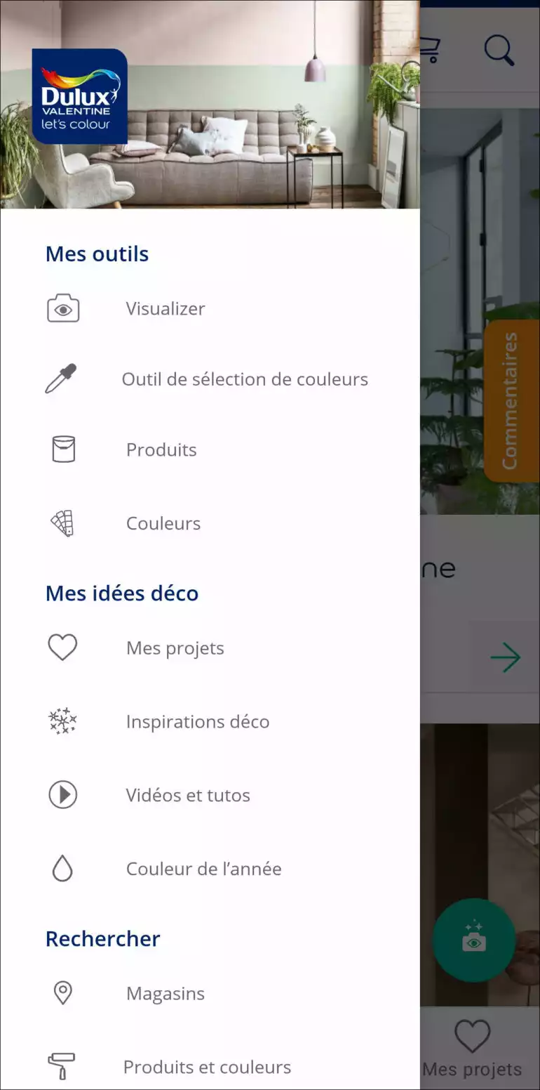 Application Visualizer des peintures Dulux Valentine