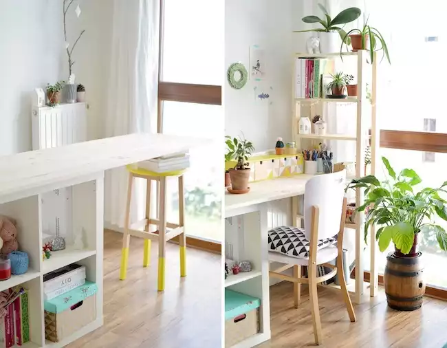 Bureau DIY pendant/après