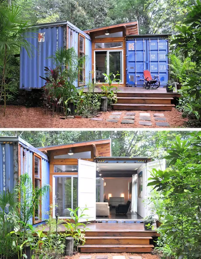 Cabane en containers à Savannah, en Géorgie (USA)