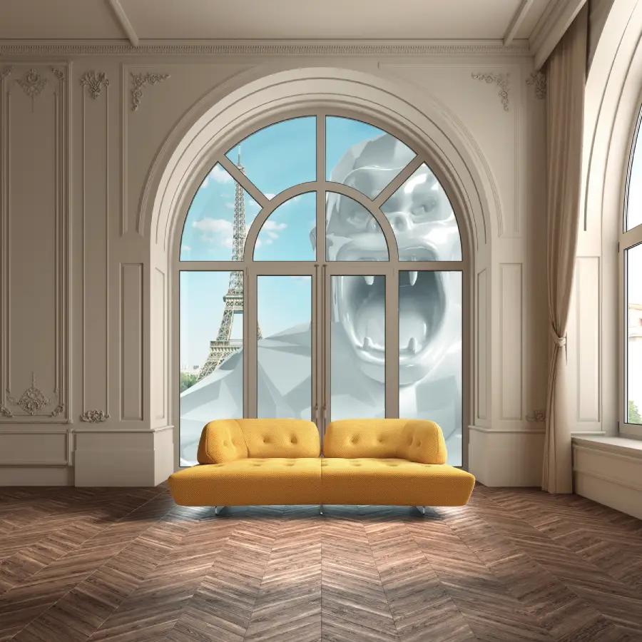 Canapé Orlinski jaune en collaboration avec maison XXL