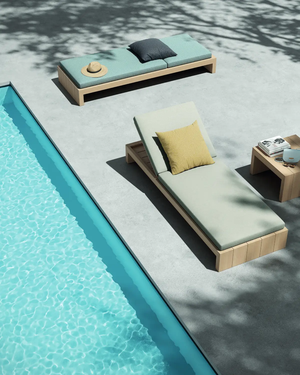 Chaise longue Lelièvre Paris x Etoffe pour profiter de la piscine