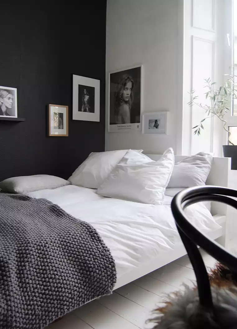 Chambre cosy noir et blanc