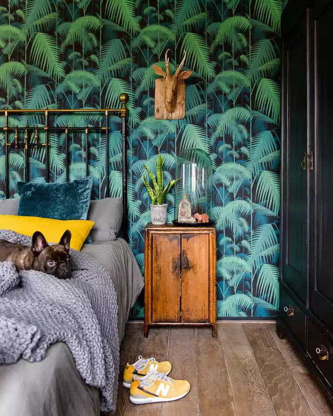 Chambre papier peint palm jungle