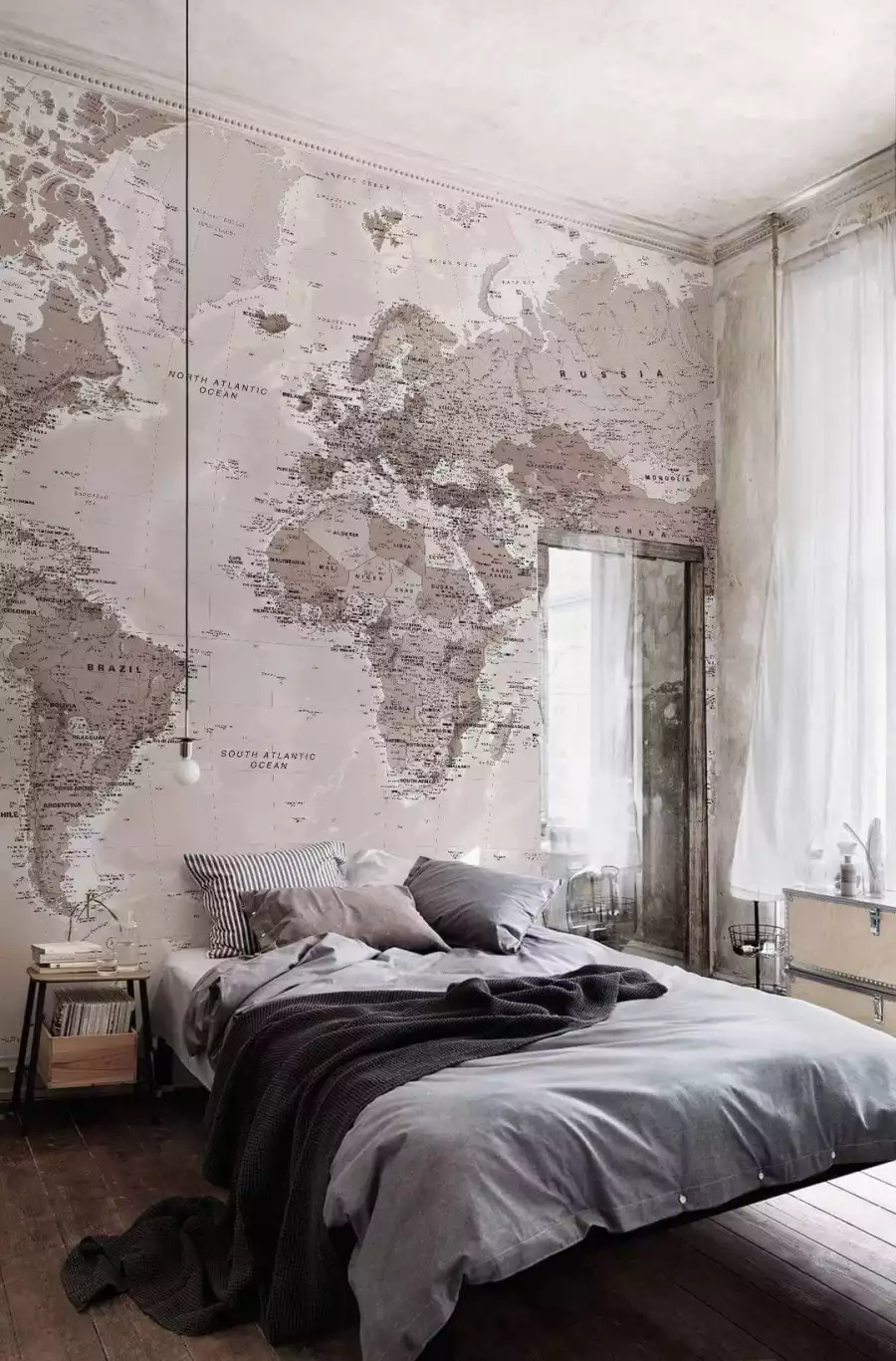 Déco murale panoramique carte du monde
