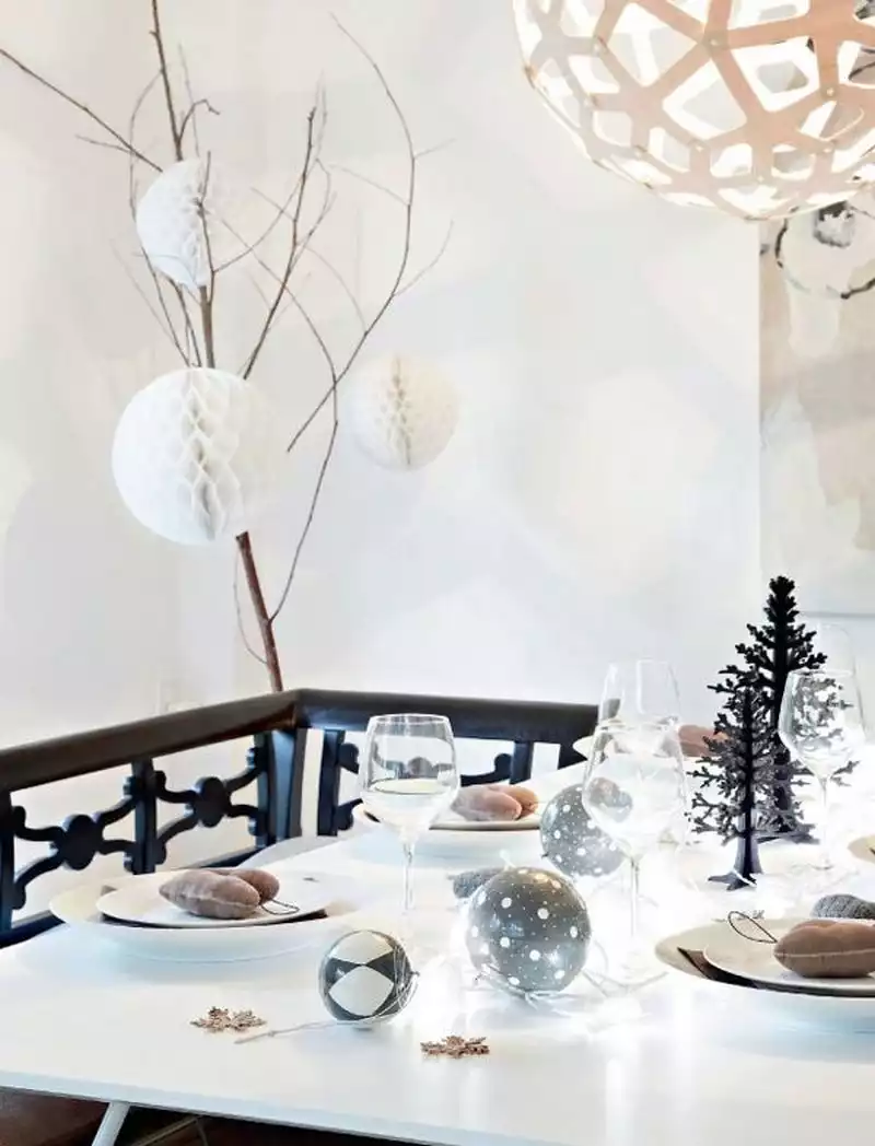 Décoration de table de Noël black&white