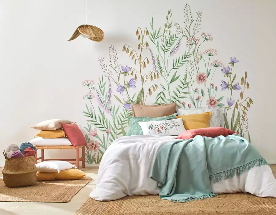 papier peint fleuri chambre