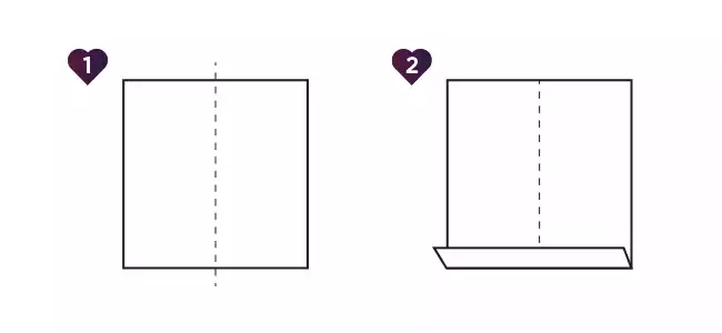 Cœur en origami étape 1 & 2