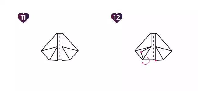 Cœur en origami étape 11 et 12