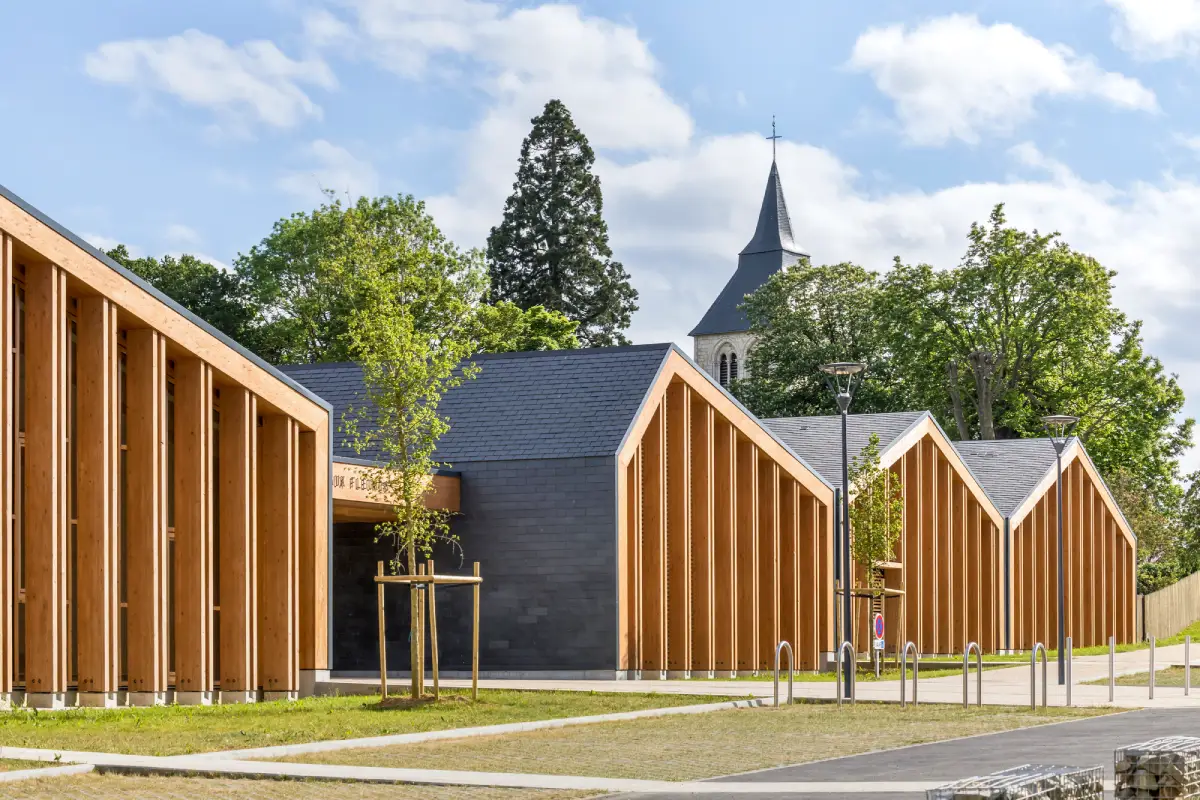 École des coteaux à Heudebouville, Normandie, construction hors site