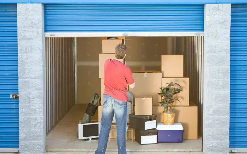 Garde-meuble, box de rangement porte bleue