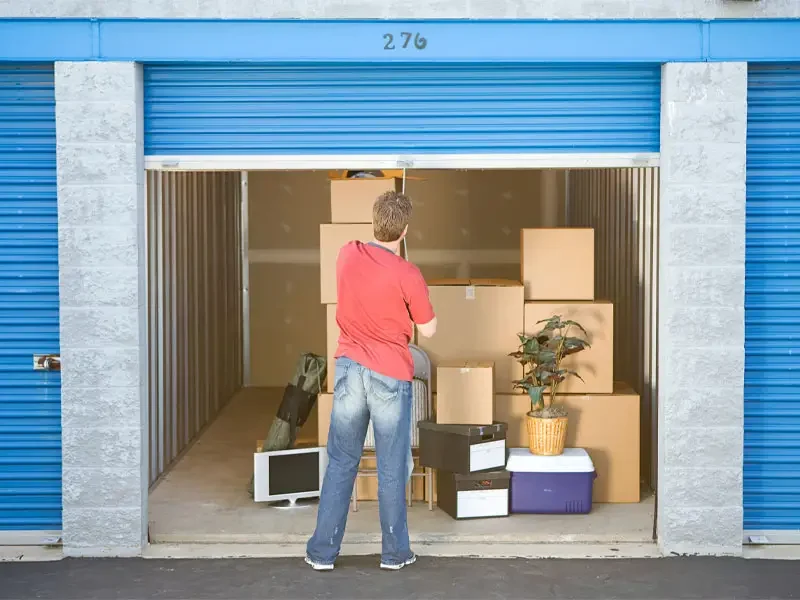 Garde-meuble, box de rangement porte bleue