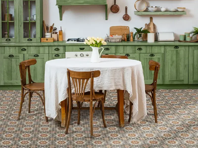 Carrelage aspect carreau ciment dans la cuisine