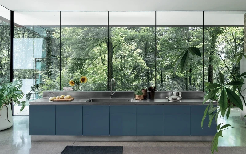 Cuisine bleue, déco, inspiration, nuances de bleu