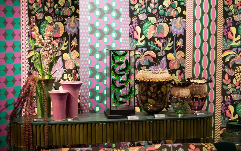 Espace What's New imaginé par Elizabeth Leriche pour Maison&Objet janvier 2024 : esprit jungle luxuriante.