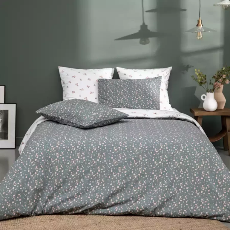 chambre naturelle : draps de lit en percale de coton lavé