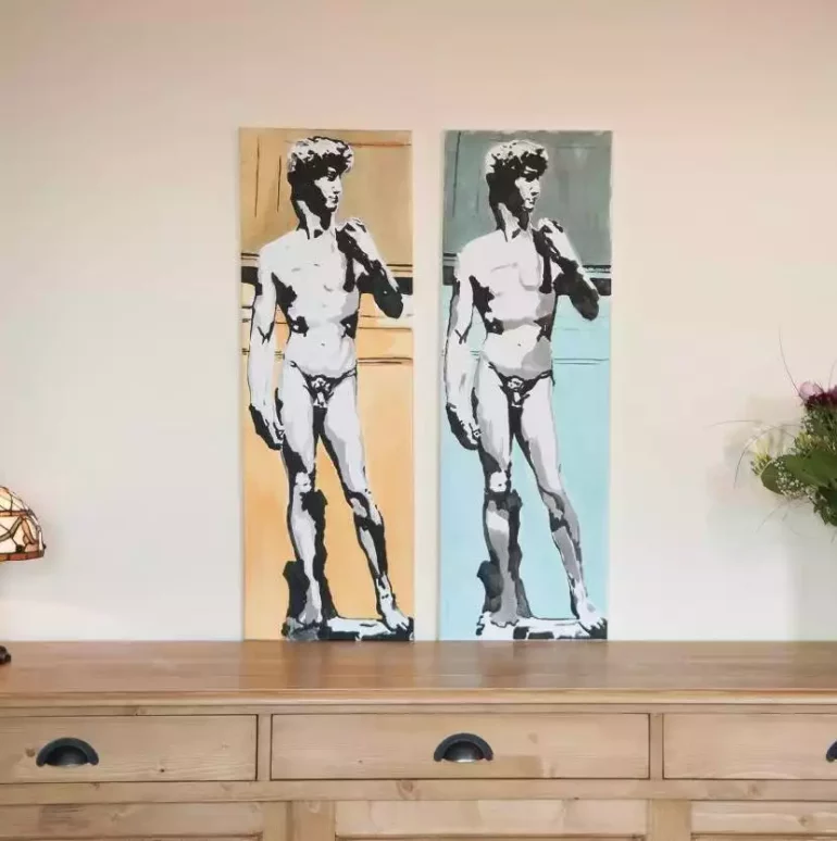 Tableau du David de Michel-Ange style Andy Warhol