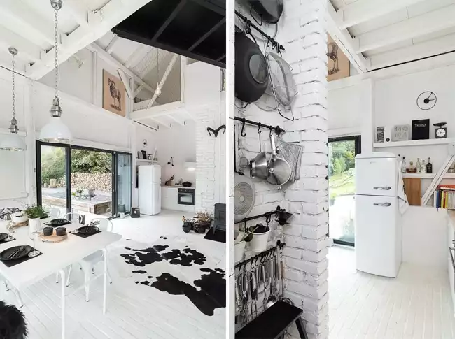 Intérieur blanc au style rustique