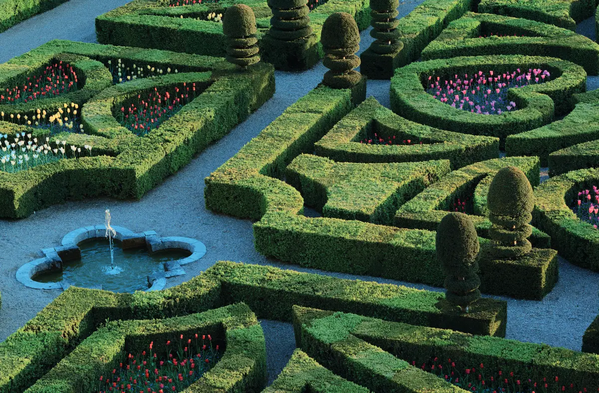 Les jardins du château de Villandry, vue de haut