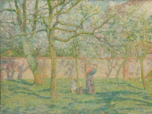 Tableau "Verger en fleurs ou Flandre après-midi" de Jenny Montigny
