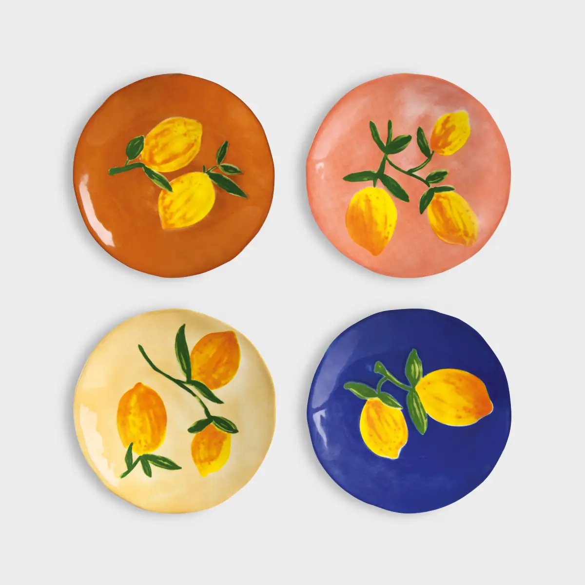 Assiettes colorées, citron