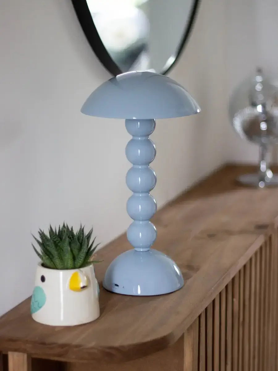 Lampe Bobbin, Pale Denim, forme champignon, Addison Ross