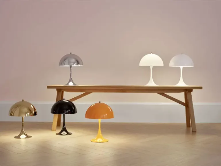 Lampes champignons Panthella de différentes couleurs