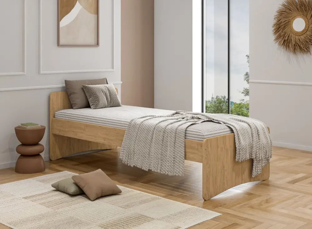 Lit enfant en chêne, teinte minérale