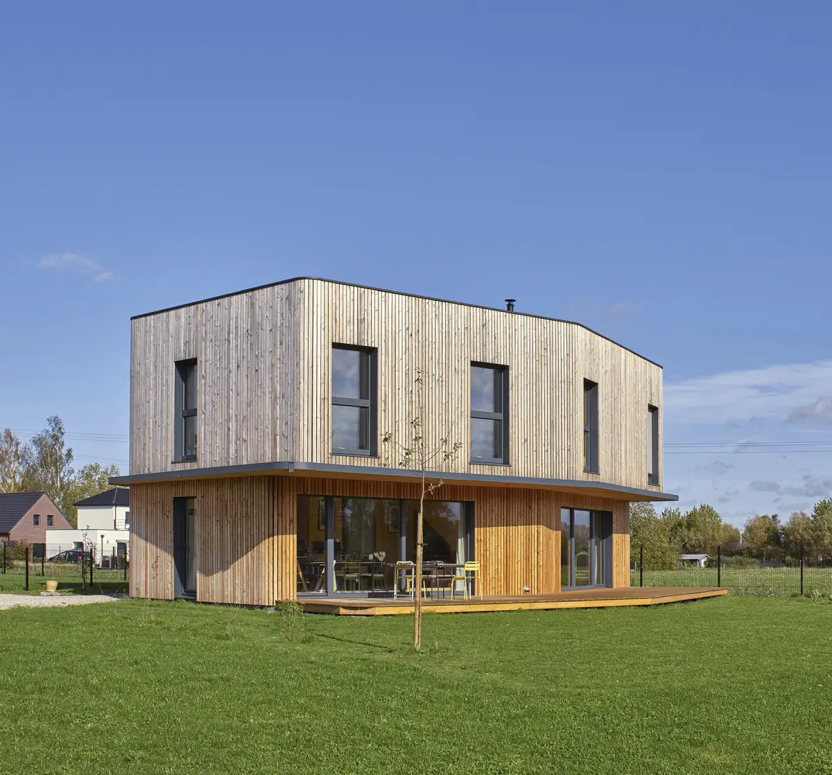 Maison passive à Templeuve, façade en bois