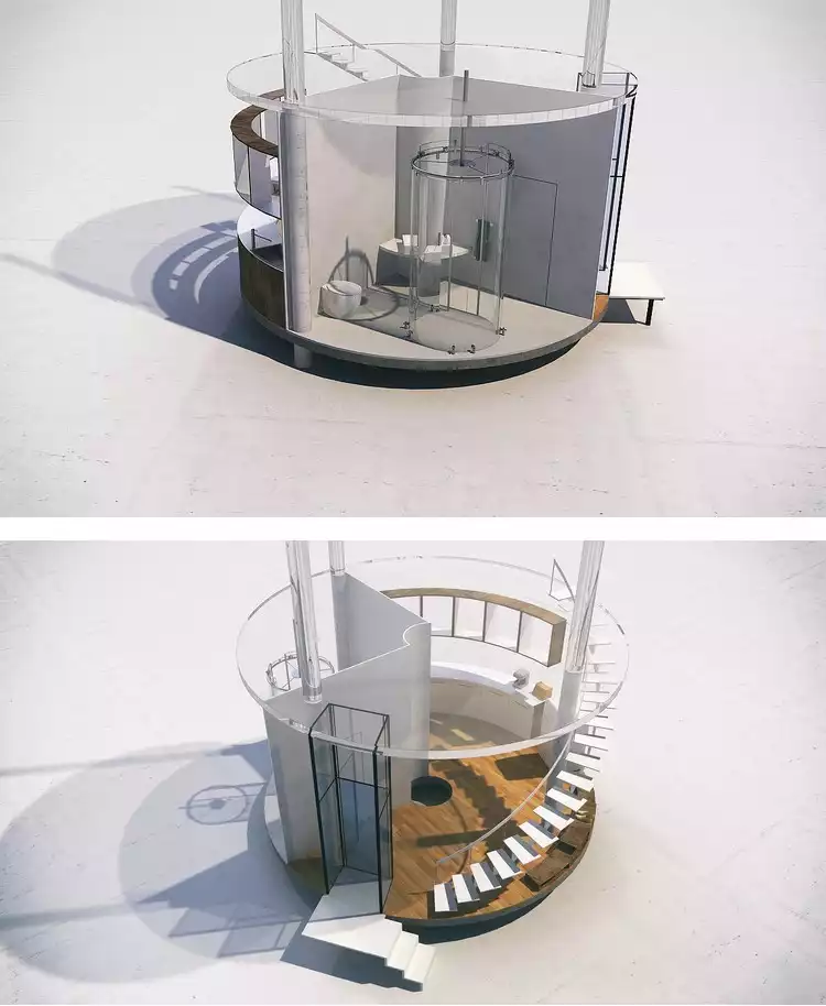 Maison tubulaire en verre plans 3D
