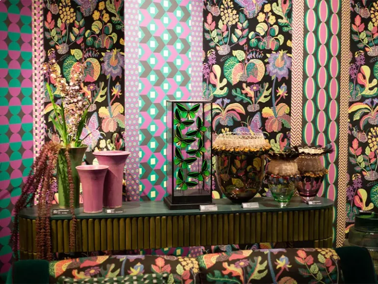 Espace What's New imaginé par Elizabeth Leriche pour Maison&Objet janvier 2024 : esprit jungle luxuriante.