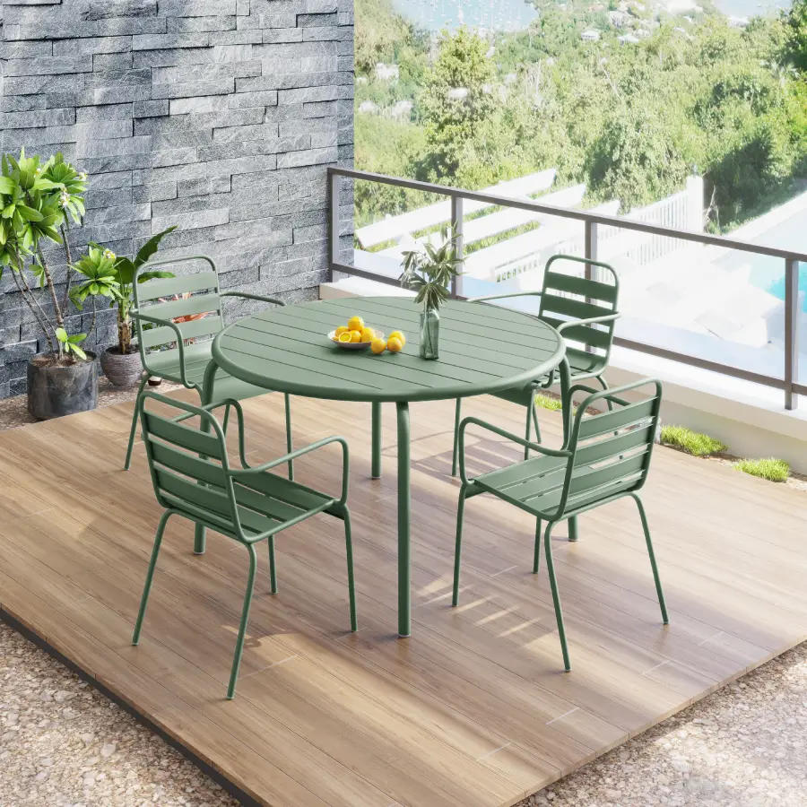 Table ronde couleur vert amande en métal
