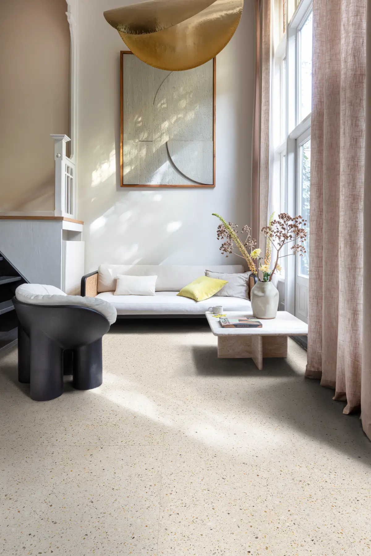 Dalle en vinyle imitation terrazzo