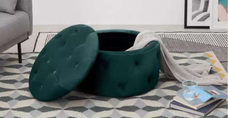 Pouf de rangement vert émeraude