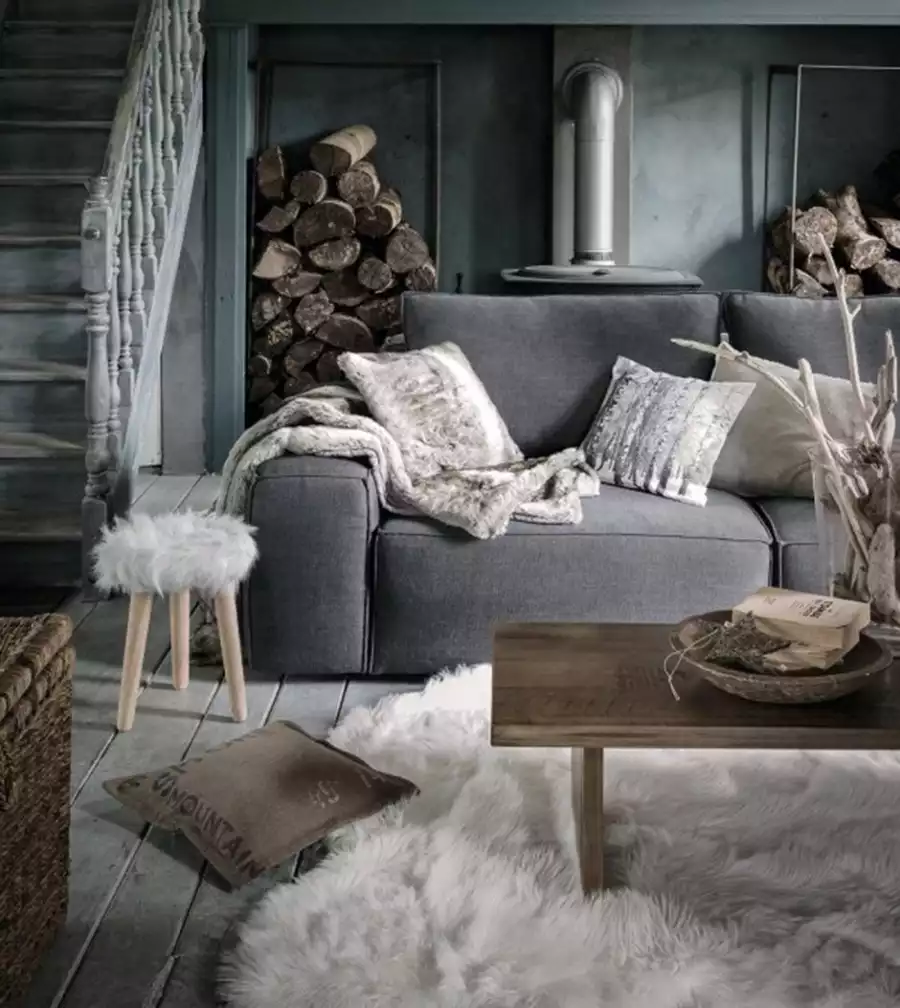 Salon naturel avec bois