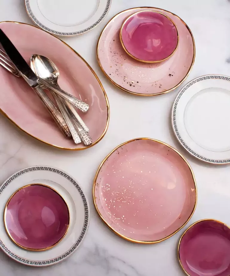 suite-one-studio-dessert-plate-in-rose-with-gold-splatter-vintage-greek-key-small-plates-ring-dish-in-amaranth-oval-platter-in-rose-with-gold-rim_88f54feb-7be8-4900-9afe-04bd93adc4c2_1024x1024