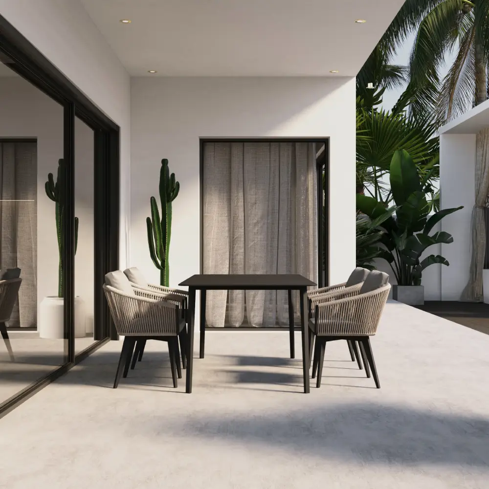 Table de jardin noire et fauteuils Diiiz