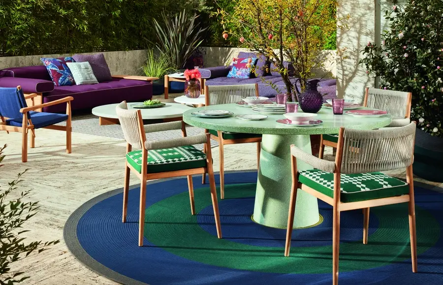 Table ronde verte terrazzo pour le jardin