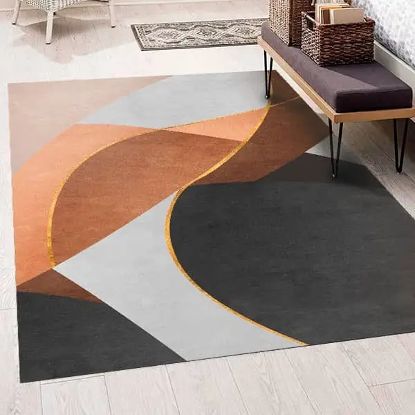 Tapis vinyle marron, noir, style graphique