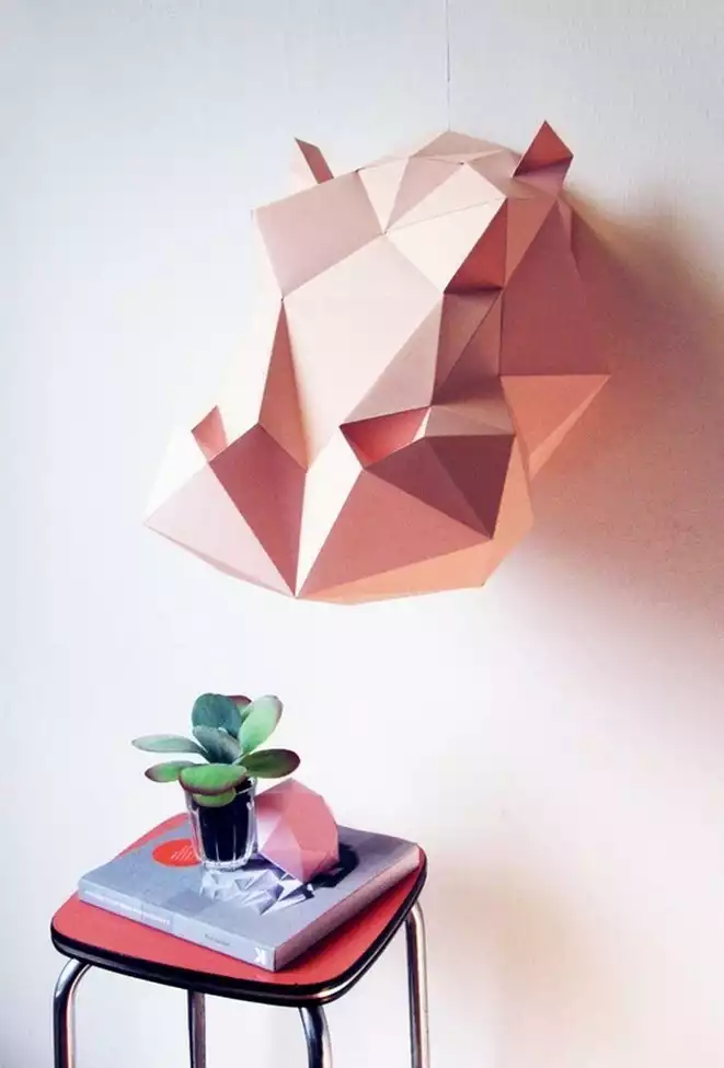 Trophée hippopotame en origami