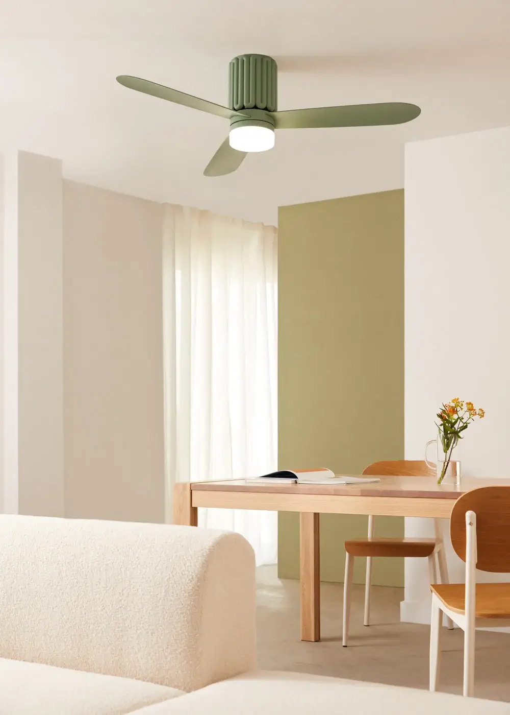 Wind Calm Sculpt, ventilateur vert au plafond